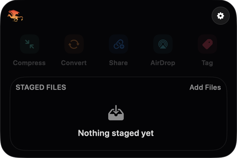 Dragon open with no staged files