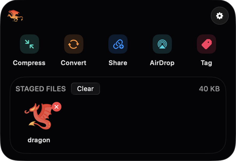 Dragon open with a staged file